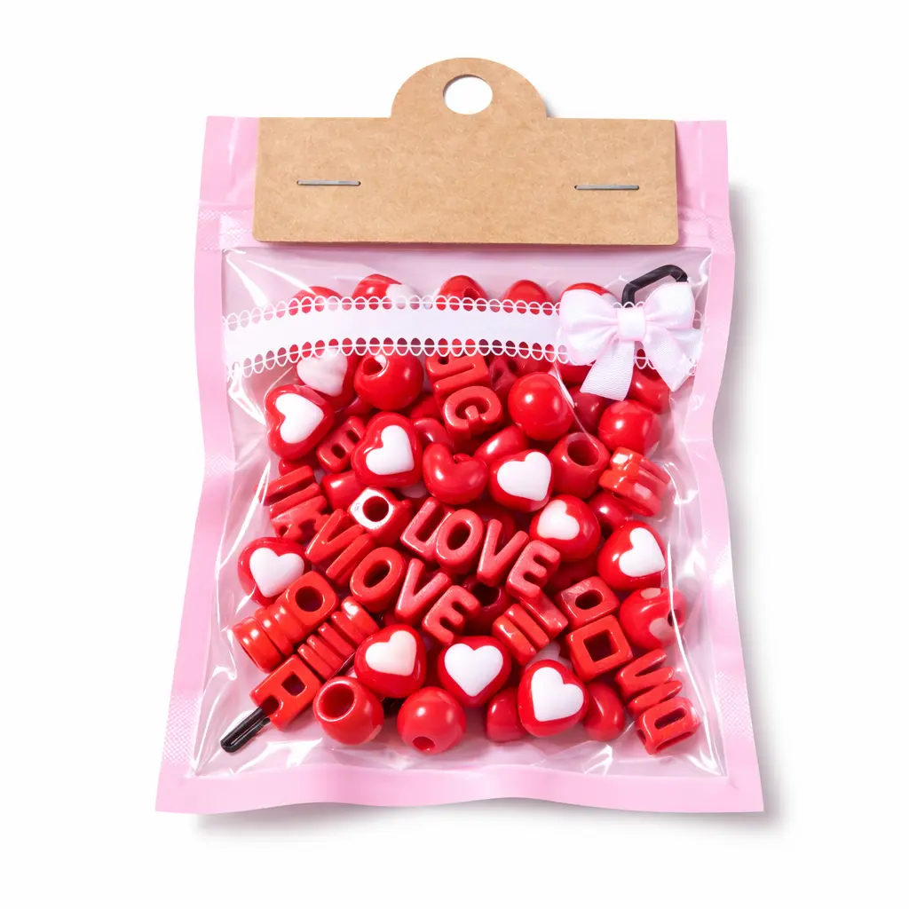 60pcs red love hair beads  