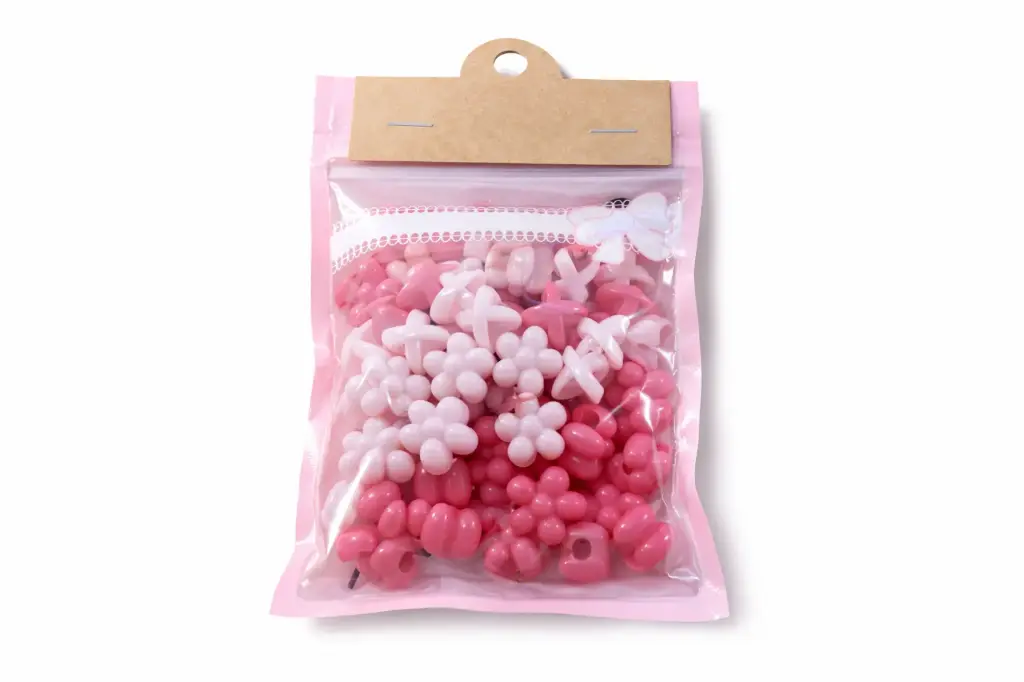62pcs pink flower hair beads 