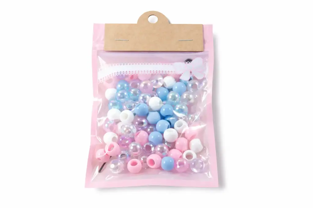 60 pcs blue and pink hair beads 
