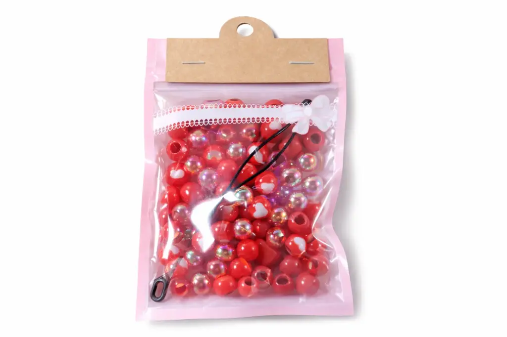 60 pcs red heart hair beads 