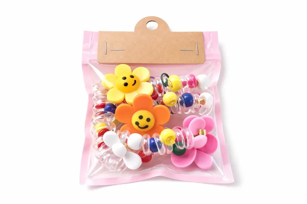 4pcs smiley flower spiral hair tie 