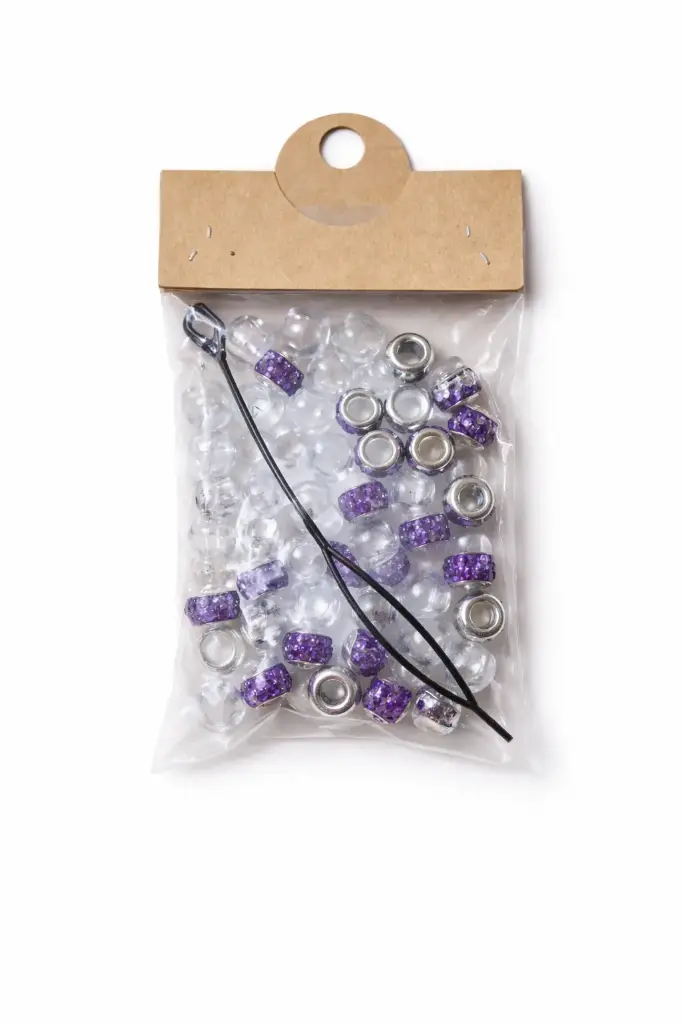 50pcs shimmering purple and clear beads 
