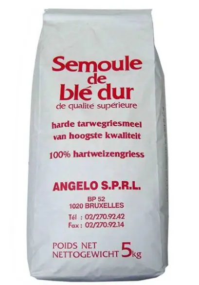 Semoule de Ble Dur fine Angelo 5kg.