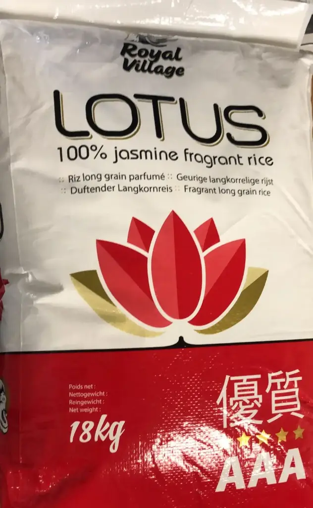 Lotus 100% Jasmine fragrant long rice 18 kg