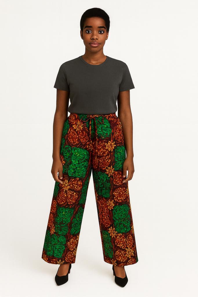 African Print Combat Pants with Asooke