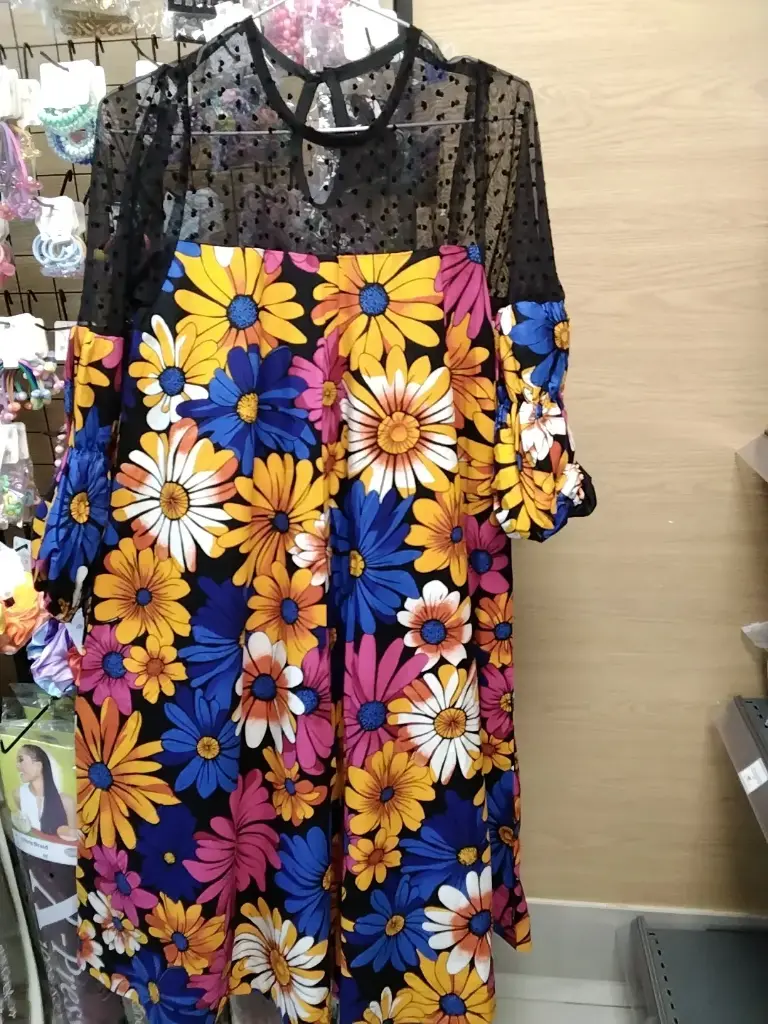 African Print Flowered Short dress with lace 