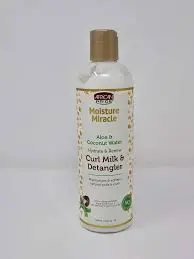 African Pride Moisture Miracle Curl Milk and Detangler- Aloe and Coconut Water 12oz