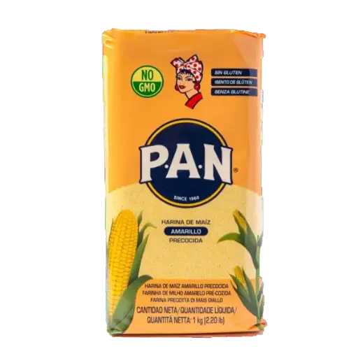 P.A.N Harina de maiz Amarillo, Farine de Maïs Jaune Précuite,Pre-cooked Yellow Corn Meal - 1kg 
